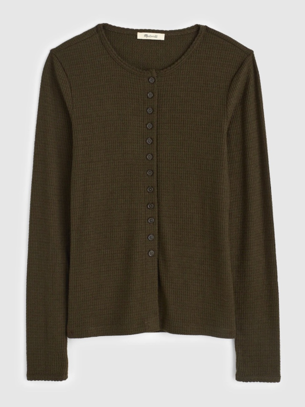 Madewell Waffle Knit Cutaway Crewneck Cardigan